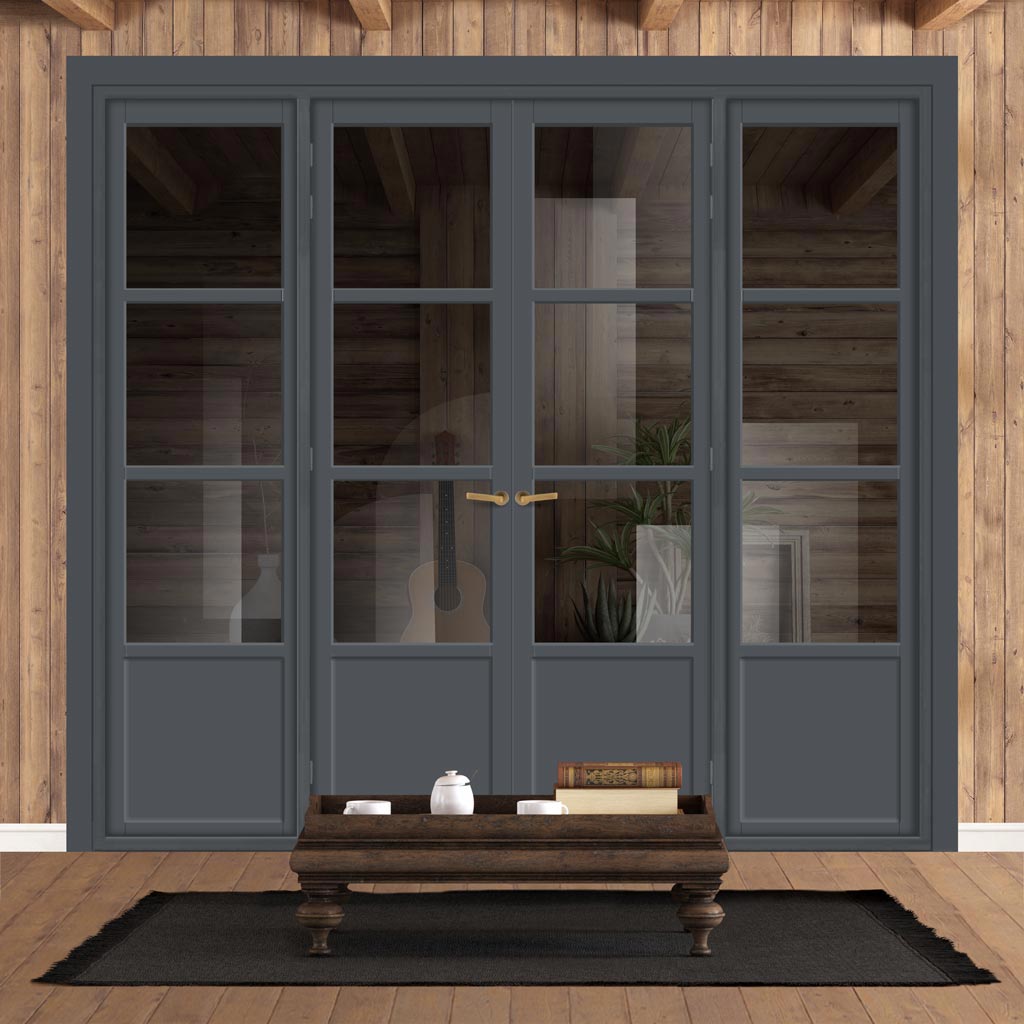 Urban Ultimate® Room Divider Staten 3 Pane 1 Panel Door Pair DD6310T - Tinted Glass with Matching Sides - Colour & Size Options