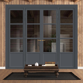 Image: Urban Ultimate® Room Divider Staten 3 Pane 1 Panel Door Pair DD6310T - Tinted Glass with Matching Sides - Colour & Size Options