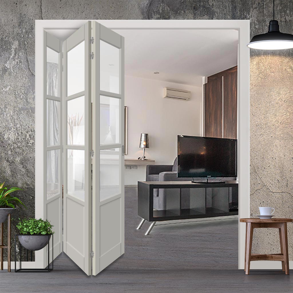 Three Folding Door & Frame Kit - Eco-Urban® Staten 3 Pane 1 Panel DD6207C 3+0 - Clear Glass - Colour & Size Options