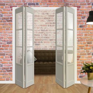 Image: Four Folding Door & Frame Kit - Eco-Urban® Staten 3 Pane 1 Panel DD6207C 2+2 - Clear Glass - Colour & Size Options