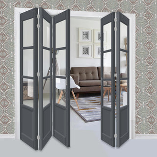 Image: Five Folding Door & Frame Kit - Eco-Urban® Staten 3 Pane 1 Panel DD6207C 3+2 - Clear Glass - Colour & Size Options
