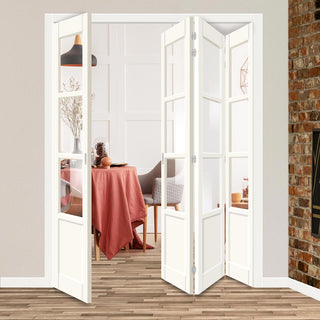 Image: Four Folding Door & Frame Kit - Eco-Urban® Staten 3 Pane 1 Panel DD6207C 3+1 - Clear Glass - Colour & Size Options
