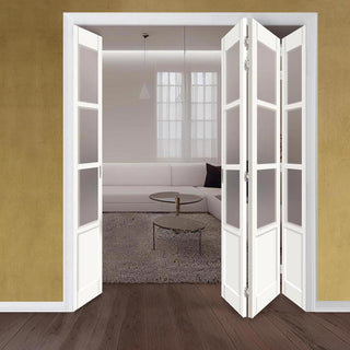 Image: Four Folding Door & Frame Kit - Eco-Urban® Staten 3 Pane 1 Panel DD6207F 3+1 - Frosted Glass - Colour & Size Options