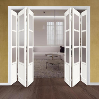 Image: Six Folding Door & Frame Kit - Eco-Urban® Staten 3 Pane 1 Panel DD6207F 3+3 - Frosted Glass - Colour & Size Options