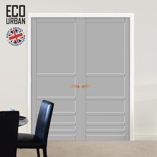 Image: Stockholm 7 Panel Solid Wood Internal Door Pair UK Made DD6407 - Eco-Urban® Mist Grey Premium Primed