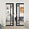 Handmade Eco-Urban® Suburban 4 Pane Double Evokit Pocket Door DD6411G Clear Glass(2 FROSTED CORNER PANES)- Colour & Size Options