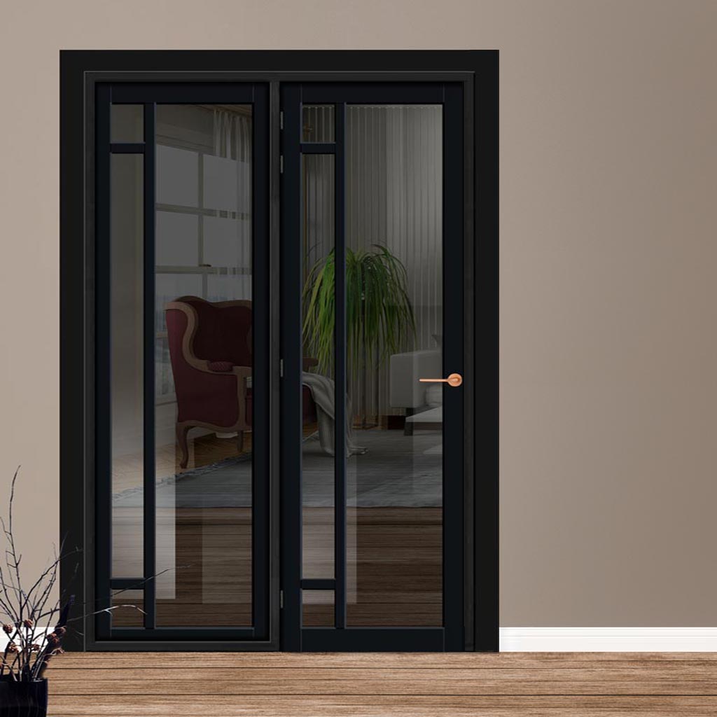 Urban Ultimate® Room Divider Suburban 4 Pane Door DD6411T - Tinted Glass with Full Glass Side - Colour & Size Options