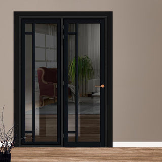 Image: Urban Ultimate® Room Divider Suburban 4 Pane Door DD6411T - Tinted Glass with Matching Side - Colour & Size Options