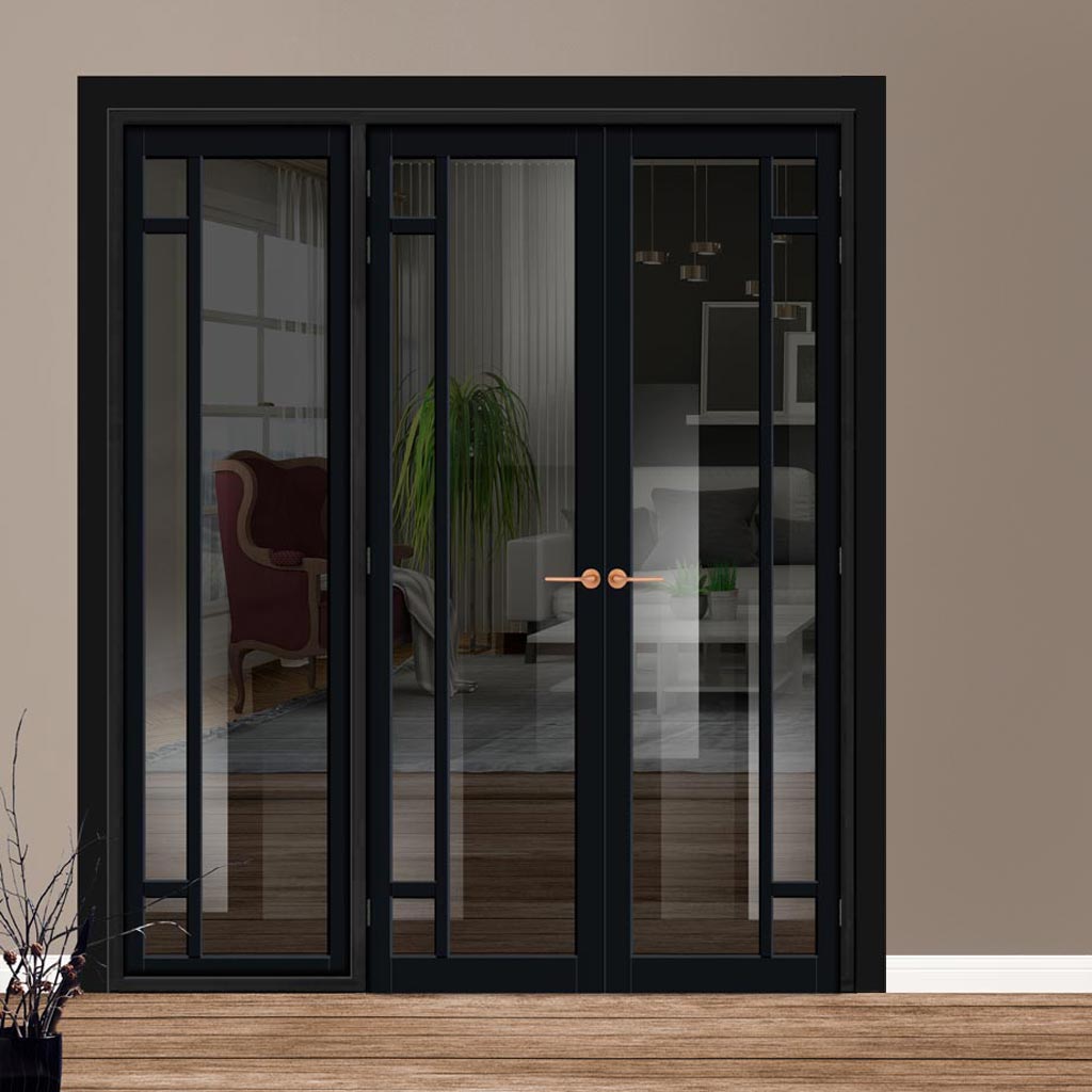 Urban Ultimate® Room Divider Suburban 4 Pane Door Pair DD6411T - Tinted Glass with Full Glass Side - Colour & Size Options