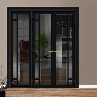 Image: Urban Ultimate® Room Divider Suburban 4 Pane Door Pair DD6411T - Tinted Glass with Matching Side - Colour & Size Options