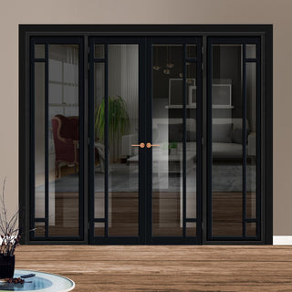Image: Urban Ultimate® Room Divider Suburban 4 Pane Door Pair DD6411T - Tinted Glass with Matching Sides - Colour & Size Options