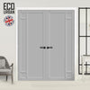 Suburban 4 Panel Solid Wood Internal Door Pair UK Made DD6411 - Eco-Urban® Mist Grey Premium Primed