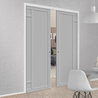 Image: Bespoke Handmade Eco-Urban® Suburban 4 Panel Double Evokit Pocket Door DD6411 - Colour Options