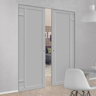 Image: Handmade Eco-Urban® Suburban 4 Panel Double Absolute Evokit Pocket Door DD6411 - Colour & Size Options