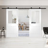 Top Mounted Black Sliding Track & Double Door - Suffolk Doors - Clear Glass - White Primed