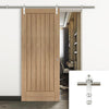 Saturn Tubular Stainless Steel Sliding Track & Suffolk Essential Oak Door - Unfinished