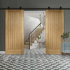 Top Mounted Black Sliding Track & Double Door - Suffolk Essential Oak Doors - Unfinished