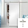 Saturn Tubular Stainless Steel Sliding Track & Suffolk Flush Door - White Primed