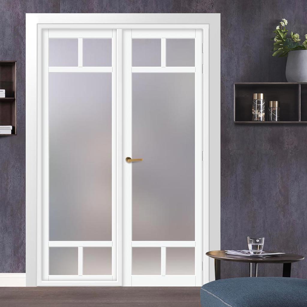 Urban Ultimate® Room Divider Sydney 5 Pane Door DD6417F - Frosted Glass with Full Glass Side - Colour & Size Options