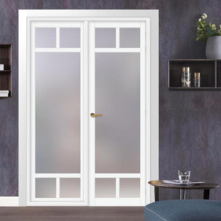 Image: Urban Ultimate® Room Divider Sydney 5 Pane Door DD6417F - Frosted Glass with Matching Side - Colour & Size Options