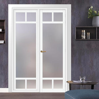 Image: Urban Ultimate® Room Divider Sydney 5 Pane Door DD6417F - Frosted Glass with Full Glass Side - Colour & Size Options