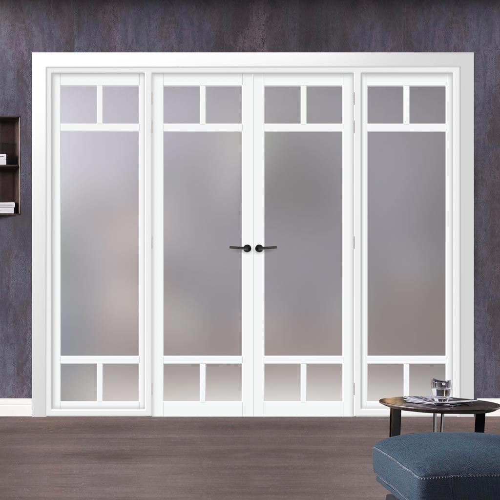 Urban Ultimate® Room Divider Sydney 5 Pane Door Pair DD6417F - Frosted Glass with Matching Sides - Colour & Size Options