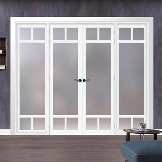 Image: Urban Ultimate® Room Divider Sydney 5 Pane Door Pair DD6417F - Frosted Glass with Full Glass Sides - Colour & Size Options