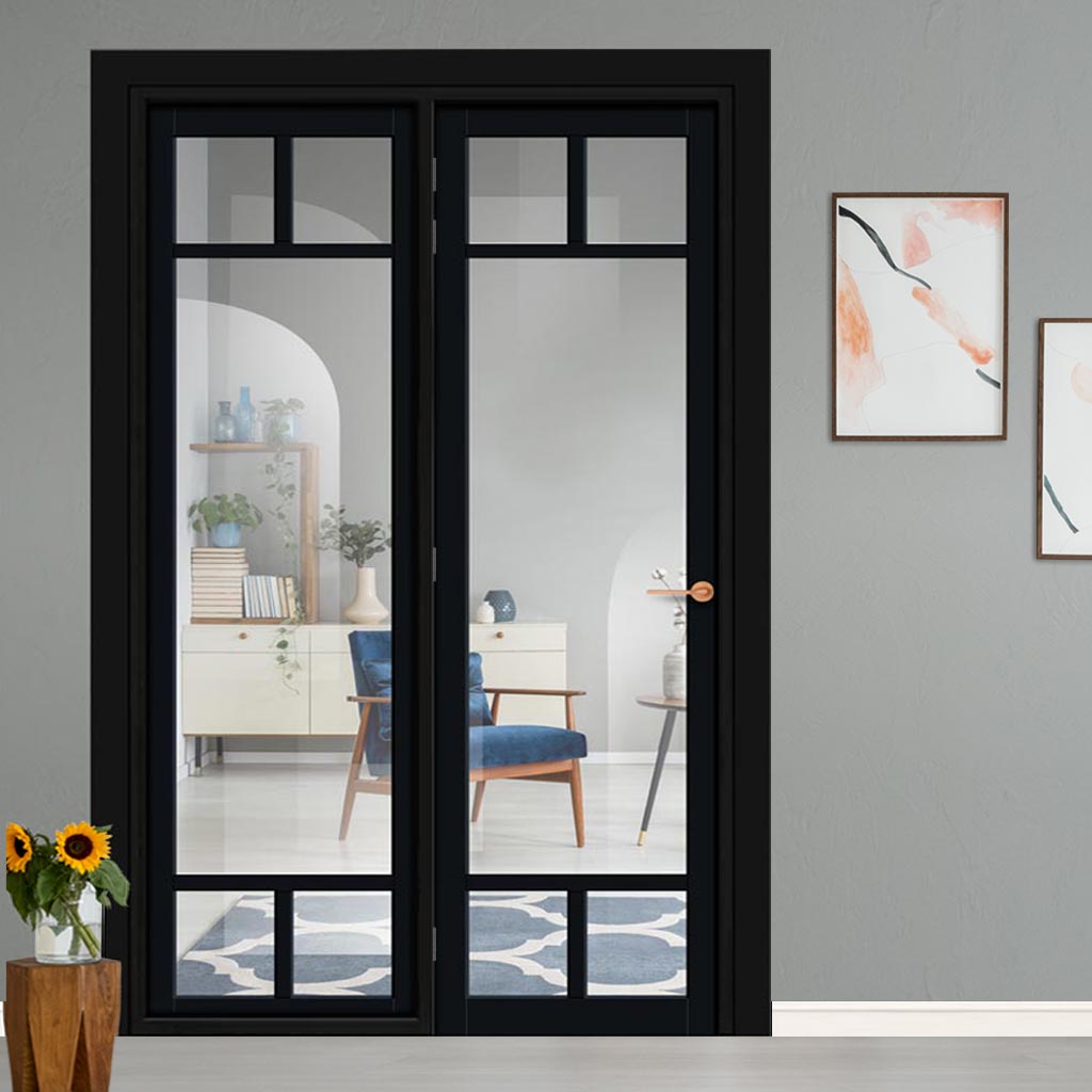 Urban Ultimate® Room Divider Sydney 5 Pane Door DD6417C with Matching Side - Clear Glass - Colour & Height Options