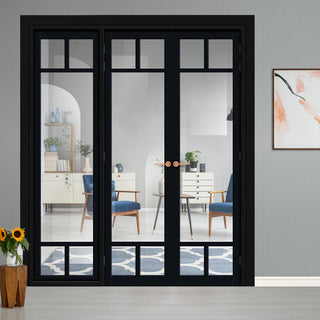Image: Urban Ultimate® Room Divider Sydney 5 Pane Door Pair DD6417C with Matching Side - Clear Glass - Colour & Height Options