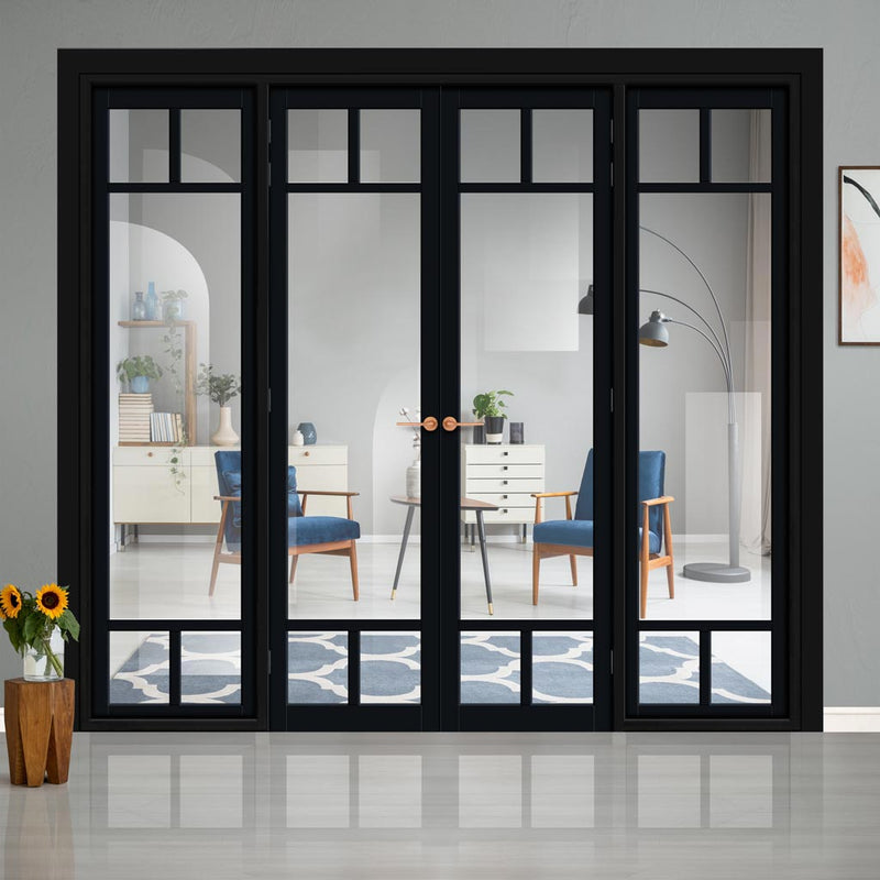 Urban Ultimate® Room Divider Sydney 5 Pane Door Pair DD6417C with Matching Sides - Clear Glass - Colour & Height Options