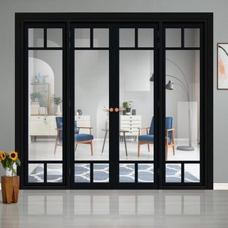 Image: Urban Ultimate® Room Divider Sydney 5 Pane Door Pair DD6417C with Matching Sides - Clear Glass - Colour & Height Options