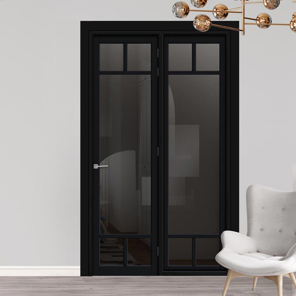 Urban Ultimate® Room Divider Sydney 5 Pane Door DD6417T - Tinted Glass with Matching Side - Colour & Size Options