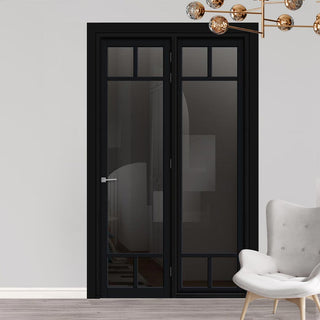 Image: Urban Ultimate® Room Divider Sydney 5 Pane Door DD6417T - Tinted Glass with Full Glass Side - Colour & Size Options