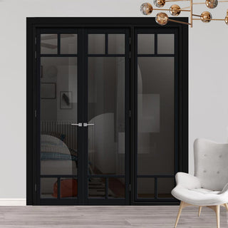 Image: Urban Ultimate® Room Divider Sydney 5 Pane Door Pair DD6417T - Tinted Glass with Matching Side - Colour & Size Options