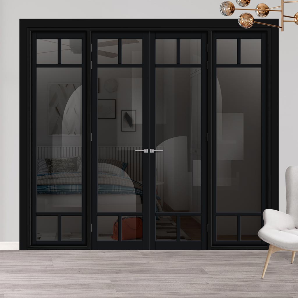 Urban Ultimate® Room Divider Sydney 5 Pane Door Pair DD6417T - Tinted Glass with Matching Sides - Colour & Size Options