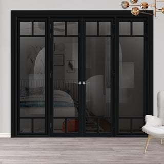 Image: Urban Ultimate® Room Divider Sydney 5 Pane Door Pair DD6417T - Tinted Glass with Full Glass Sides - Colour & Size Options