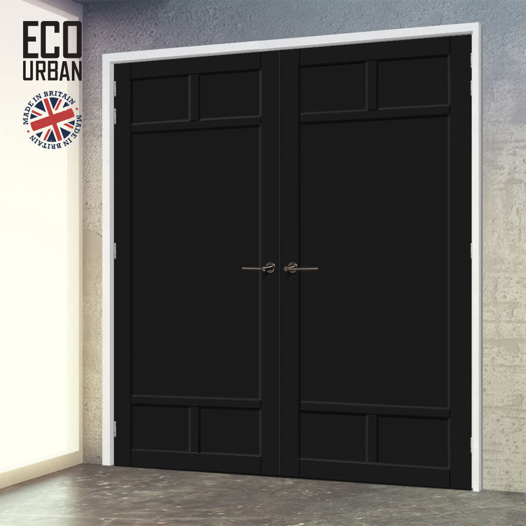 Sydney 5 Panel Solid Wood Internal Door Pair UK Made DD6417 - Eco-Urban® Shadow Black Premium Primed