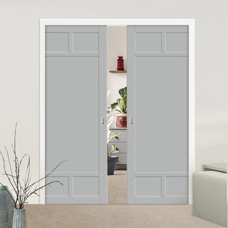 Image: Bespoke Handmade Eco-Urban® Sydney 5 Panel Double Evokit Pocket Door DD6417 - Colour Options