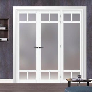 Image: Urban Ultimate® Room Divider Sydney 5 Pane Door Pair DD6417F - Frosted Glass with Full Glass Side - Colour & Size Options