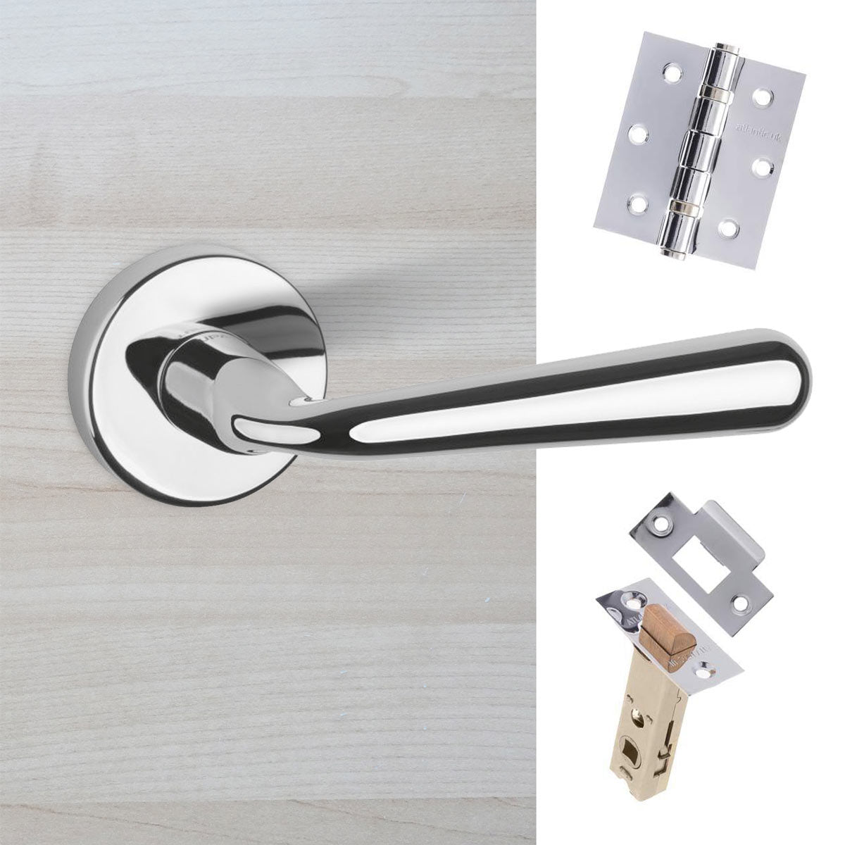 Tupai Rapido CurvaLine Adra Lever on Round Rose - Bright Polished Chrome Handle Pack