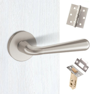 Image: Tupai Rapido CurvaLine Adra Lever on Round Rose - Pearl Nickel Handle Pack