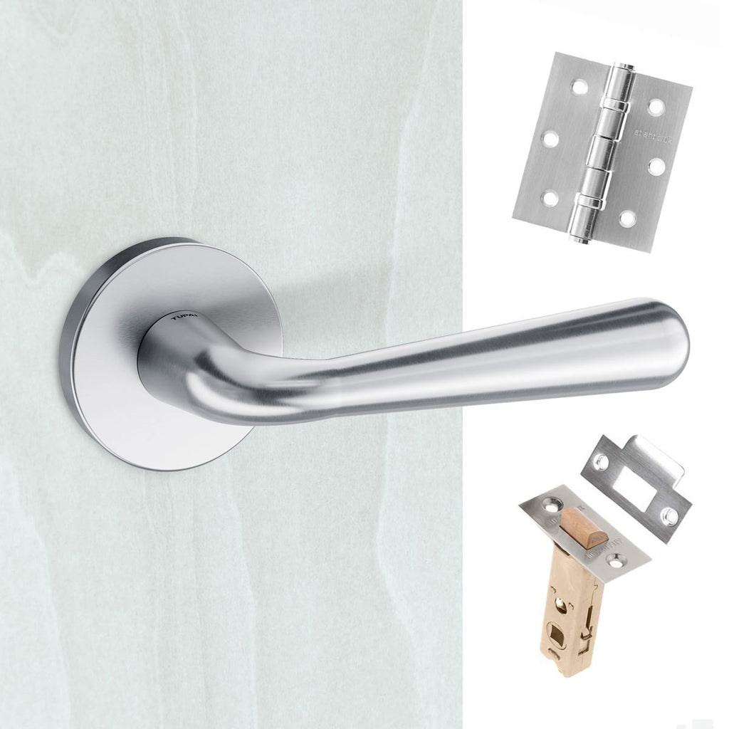 Tupai Rapido CurvaLine Adra Lever on Round Rose - Satin Chrome Handle Pack