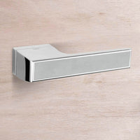 Tupai Rapido VersaLine Tobar Lever on Long Rose - Satin Stainless Steel Decorative Plate - Bright Polished Chrome