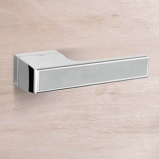 Image: Tupai Rapido VersaLine Tobar Lever on Long Rose - Satin Stainless Steel Decorative Plate - Bright Polished Chrome