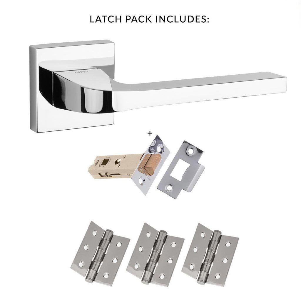 Tupai Rapido CurvaLine Valbona Lever on Square Rose - Bright Polished Chrome Handle Pack