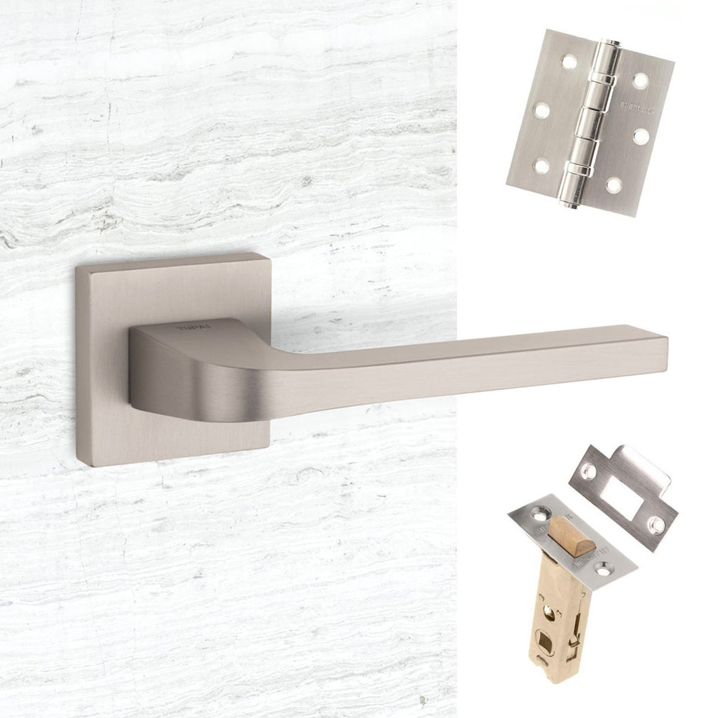 Tupai Rapido CurvaLine Valbona Lever on Square Rose - Pearl Nickel Handle Pack
