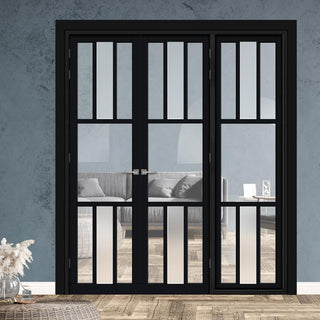 Image: Urban Ultimate® Room Divider Tasmania 7 Pane Door Pair DD6425CF Clear Glass(1 FROSTED PANE) with Matching Side - Colour & Size Options