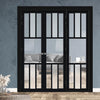 Urban Ultimate® Room Divider Tasmania 7 Pane Door Pair DD6425CF Clear Glass(1 FROSTED PANE) with Full Glass Side - Colour & Size Options