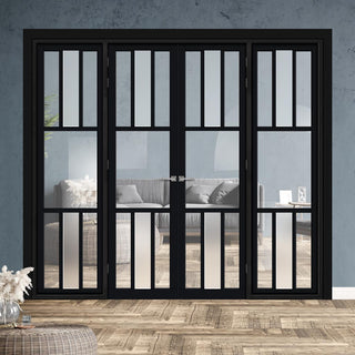 Image: Urban Ultimate® Room Divider Tasmania 7 Pane Door Pair DD6425CF Clear Glass(1 FROSTED PANE) with Matching Sides - Colour & Size Options