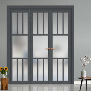 Image: Urban Ultimate® Room Divider Tasmania 7 Pane Door Pair DD6425F - Frosted Glass with Full Glass Side - Colour & Size Options